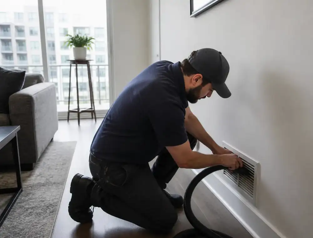 Apartment Duct Cleaning by a Pure Breeze technician
